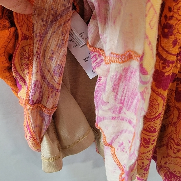 Tommy Bahama Orange Red Floral Paisley Beach Dress Sz L Sleeveless V-neck Casual - Picture 5 of 12